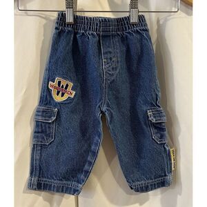 Vintage Disney Winnie the Pooh 9‎ Months Cargo Jeans Denim Embroidered  90s Y2K